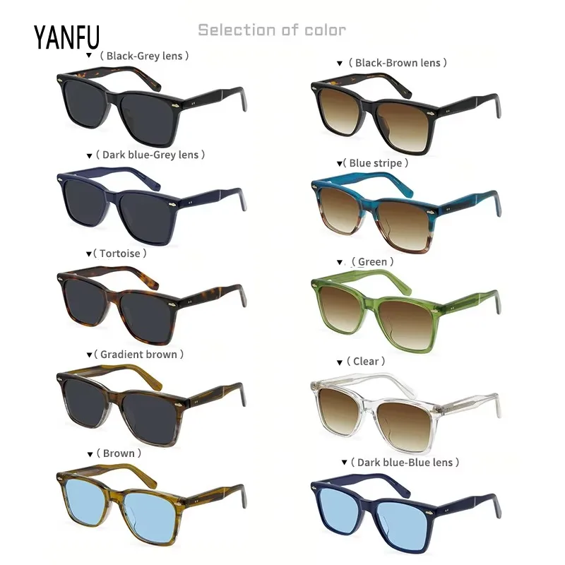 Большие винтажные квадратные солнцезащитные очки из черного ацетата для мужчин