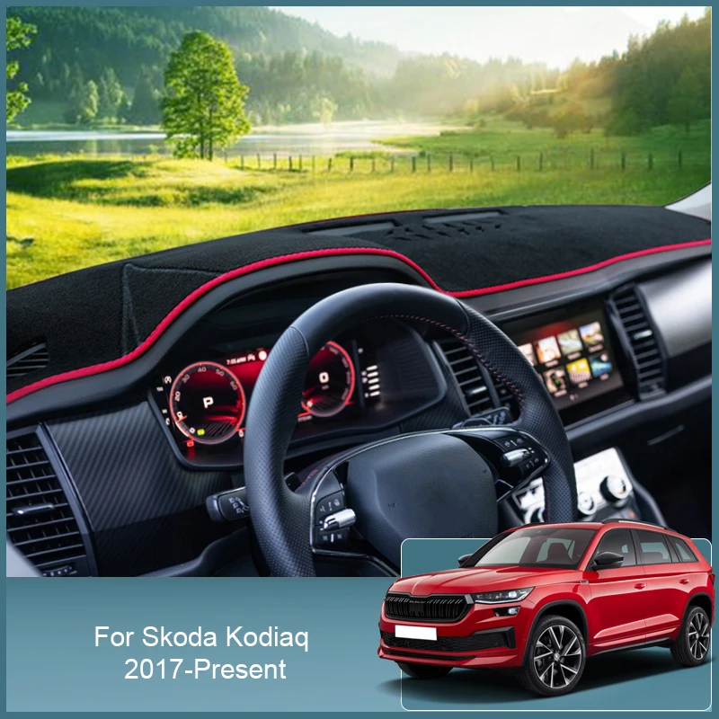 

Чехол для приборной панели автомобиля, защитная подкладка, искусственные аксессуары для автомобиля Skoda Kodiaq 2017-gift RHD & LHD
