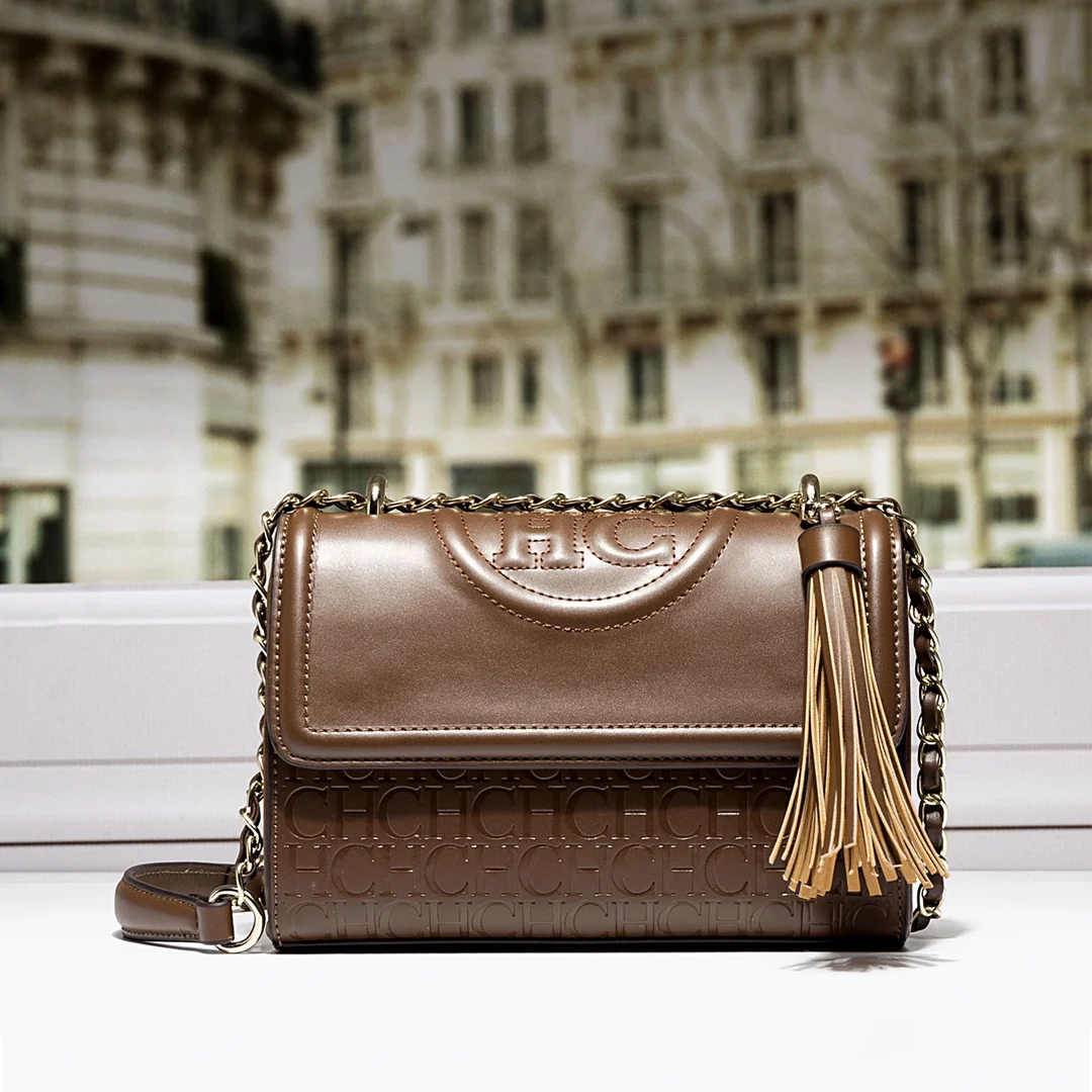 

Real Cowhide luxury brand 2023 New Solid Color Fashion Ladies Letter CHCH Single Shoulder Messenger Bag Purses and Handbags