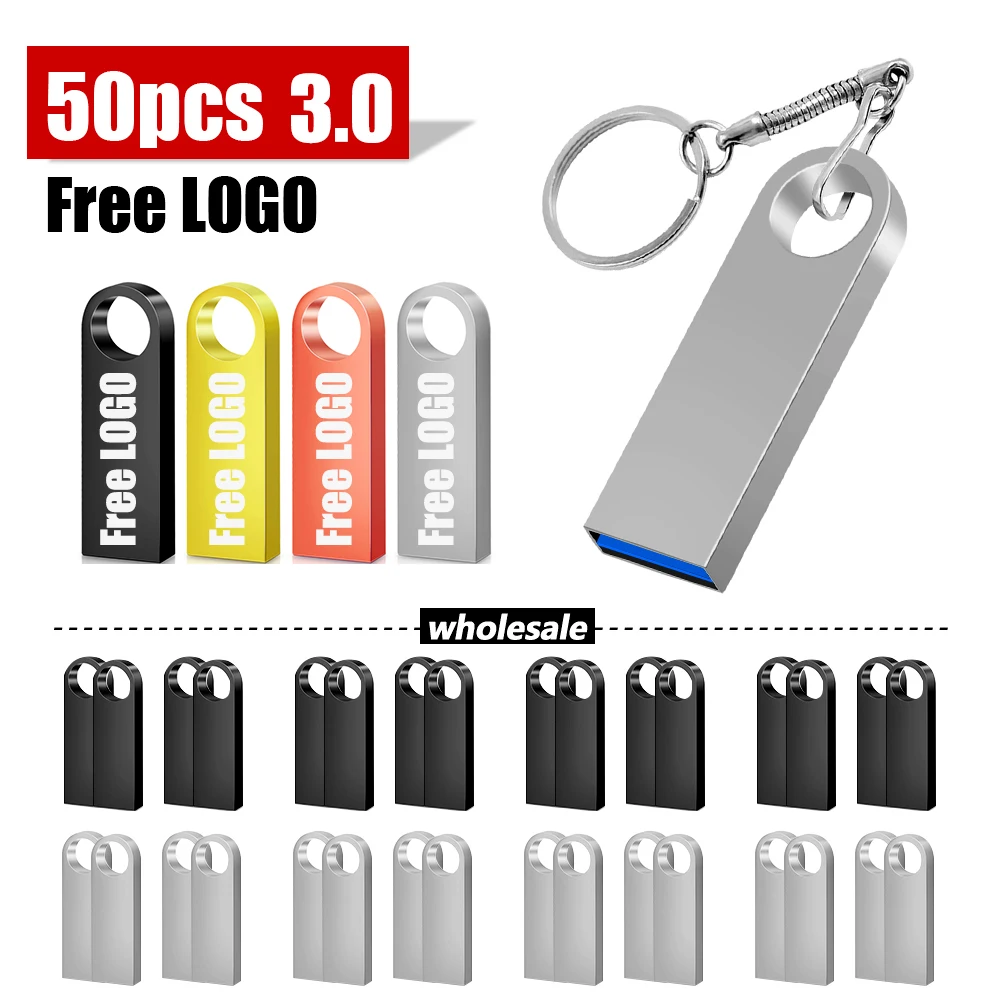 

USB флеш-накопитель с бесплатным логотипом на заказ, 50 шт., 64 ГБ, 128 ГБ, 3,0, высокоскоростной флеш-накопитель 16 ГБ, 32 ГБ, 64 ГБ, металлические usb-накопители с ключом