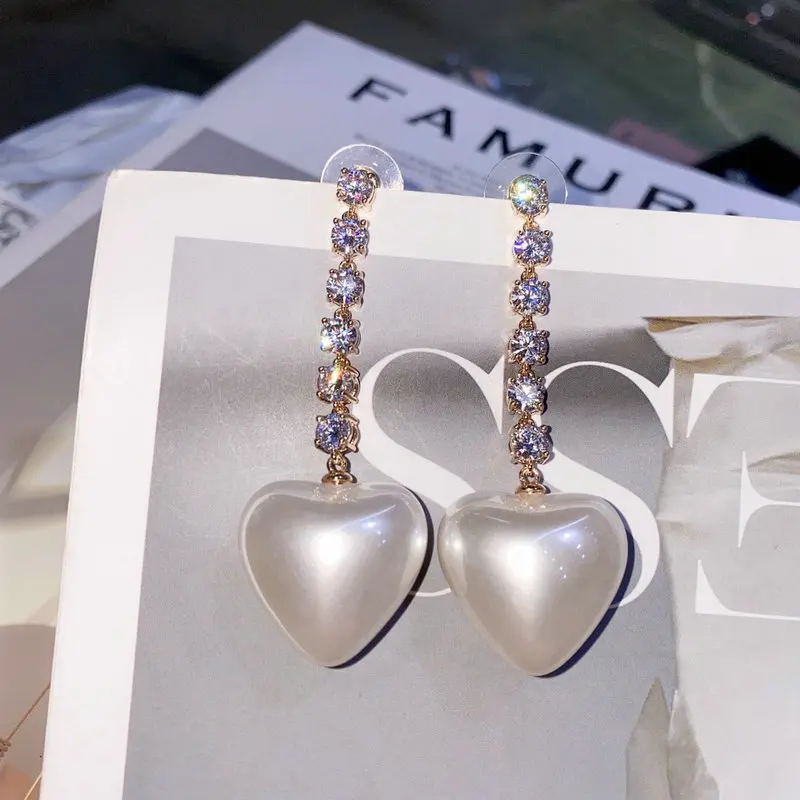 

Bilincolor Fashion Long White Heart Earring for Women