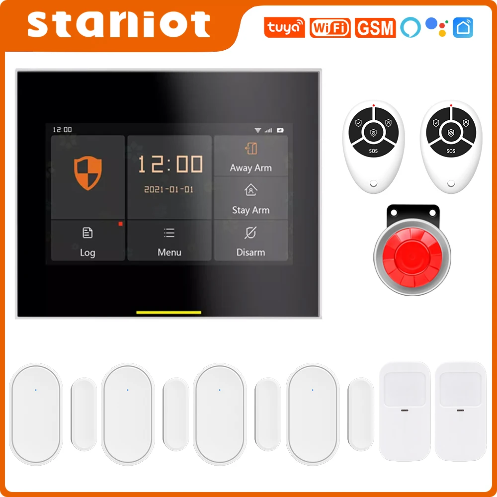 

Система охранной сигнализации Staniot Tuya, умная беспроводная, Wi-Fi, GSM, с двухсторонним голосовым вызовом