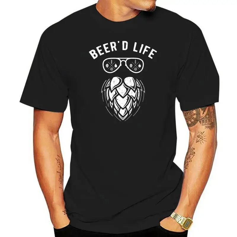 

Mens Beerd Life T-Shirt Hipster Beer Shirts Beard Tee Hops Home Brew Brewing S