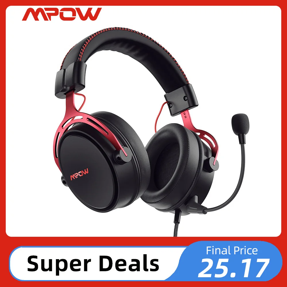 Mpow/Soulsens Air SE PS4 Gaming Headset 3D Surround Sound Wired Headphones with Noise Cancelling Mic for PS4 PS5 Xbox One Switch