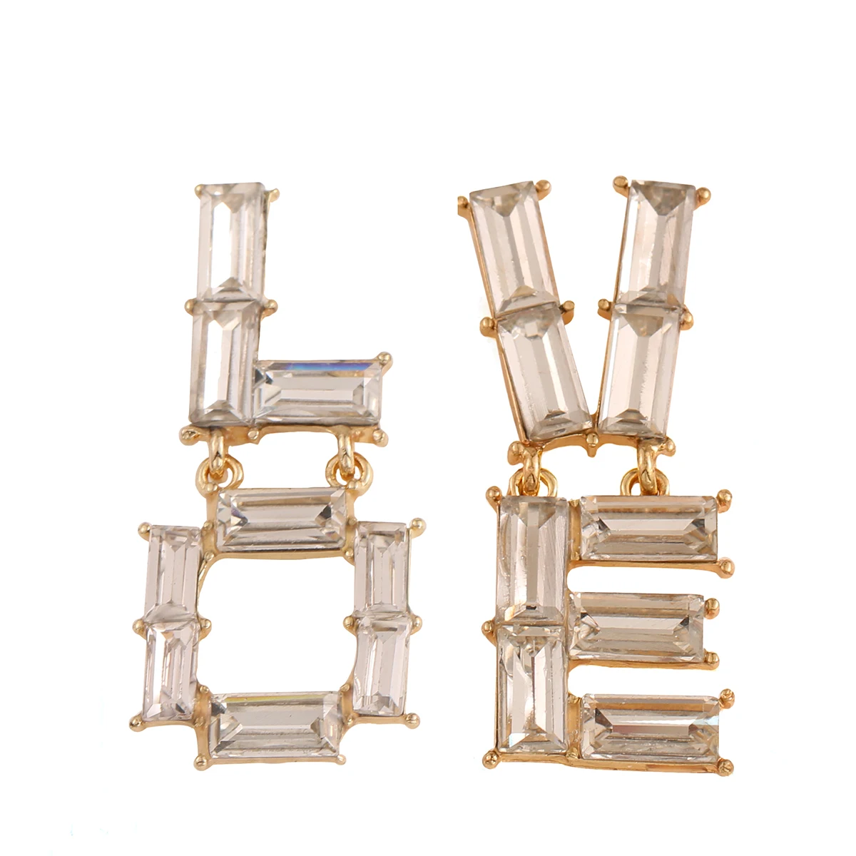 

CARTER LISA Trend Fine Crystal Letters LOVE Hollow Pendants Drop Earrings For Women EarJewelry For Wife Girl Best Friends Gift