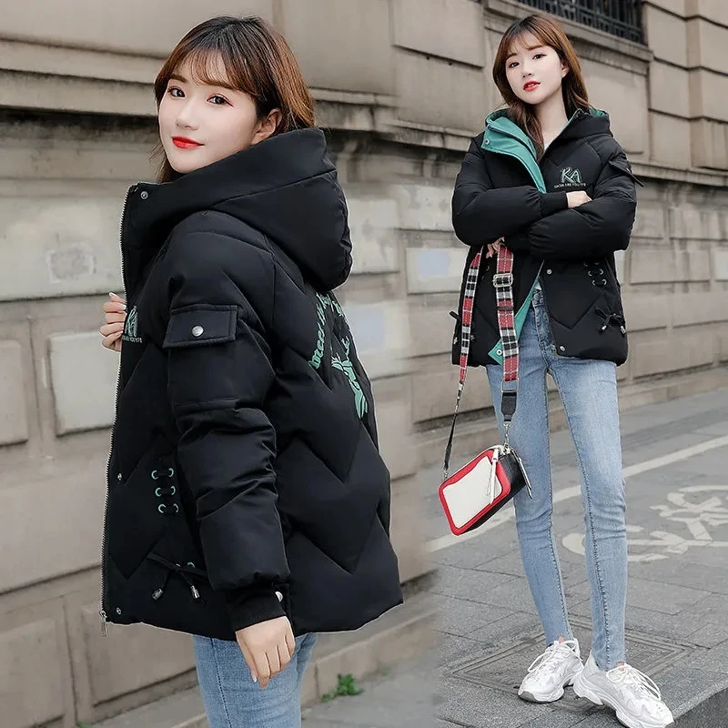 Down Cotton Coat Womens 2022 Autumn Winter New Korean Fashion Loose Casual Padded Jacket Women Large Size Short Thick Parkas