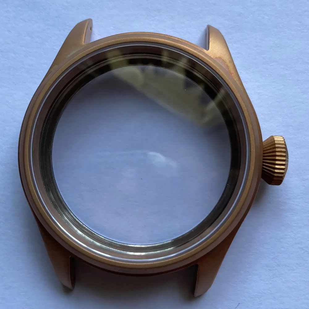 Solid 43mm CUSN8 Bronze Material Pilot's Watch Case Sapphire Glass Fit ETA6497/6498 ST36 Hand Winding Movement enlarge
