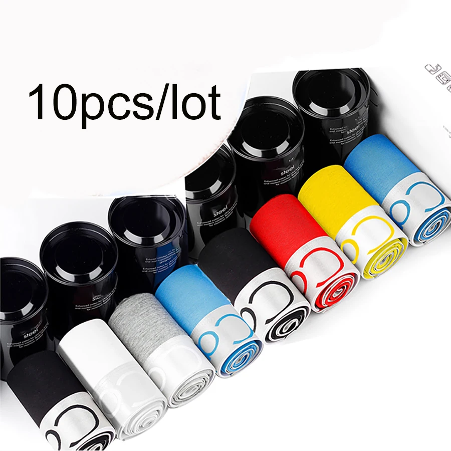 10pcs Brand Men's Underwear  Underpants Pure Cotton Men Boxer Shorts Moisture Absorbent Elastic Male Panties трусы мужские