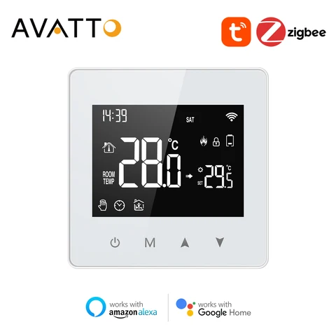 Смарт-регулятор температуры AVATTO Tuya WiFi/Zigbee, работает с Alexa Google Home