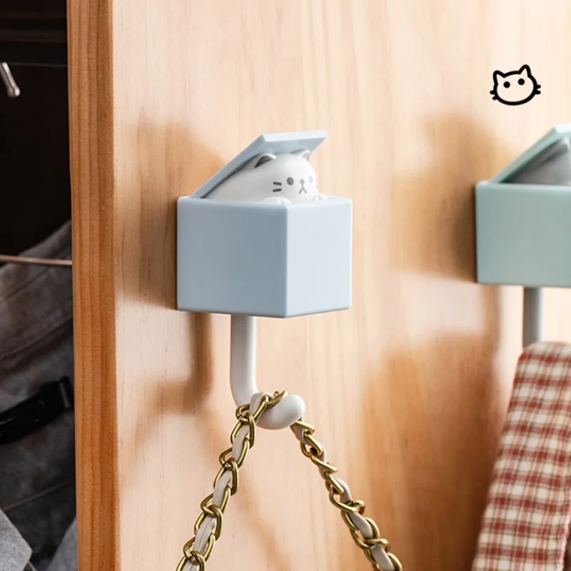 

Creative Cat Hanging Hook Strong Non Marking Non Punching Clothes Hats Hook Cute Dormitory Door Sticky Hook Hanging Clothes Hook