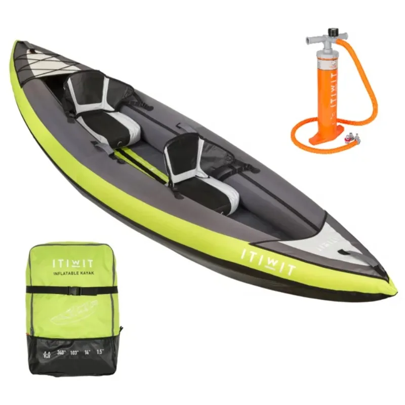 

Itiwit Inflatable Recreational Sit on Kayak with Pump, 1 or 2 Person, Green