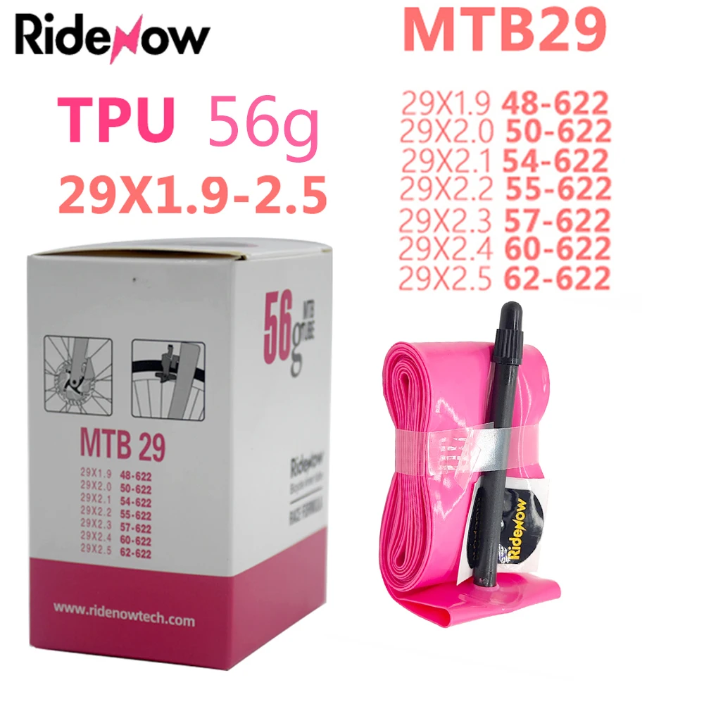 

RideNow TPU MTB 26 27.5 29e Bike Inner Tuber 26 27.5 29x1.9/2.0/2.1/2.2/2.3/2.4Inch French Valve 45MM Mountain Bicycle Tube Tire