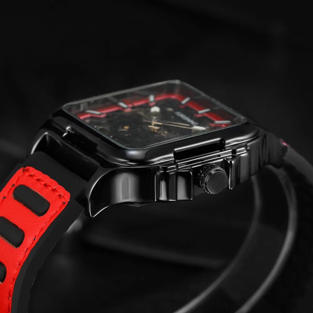 Часы-скелетоны Мужские механические с автоматическим механизмом и силиконовым