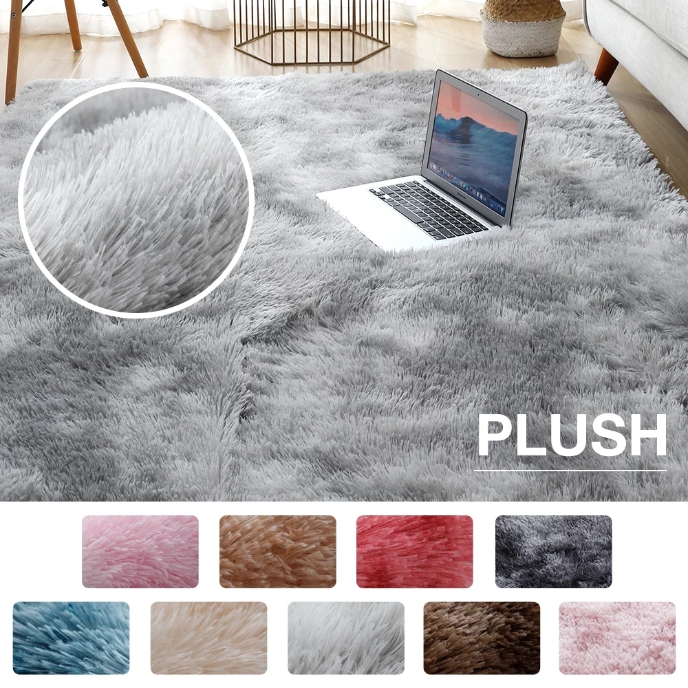 

Plush Carpet Living Room Decoration Fluffy Rug Thick Bedroom Carpets Anti-slip Floor Soft Lounge Rugs Solid Large Carpets Floor