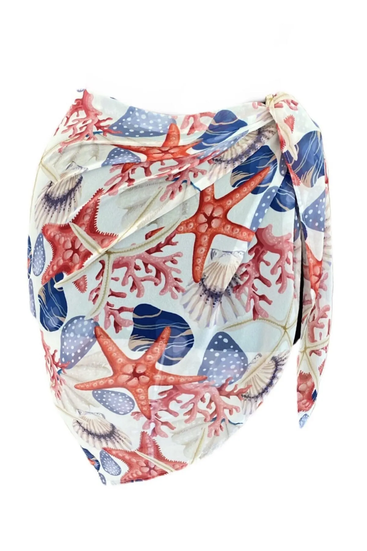 

Women's Pareo Starfish Pattern Tie Short Swimwear Cover Dress Sexy Tunic Suit Beachwear Female Beach Bikini Cover