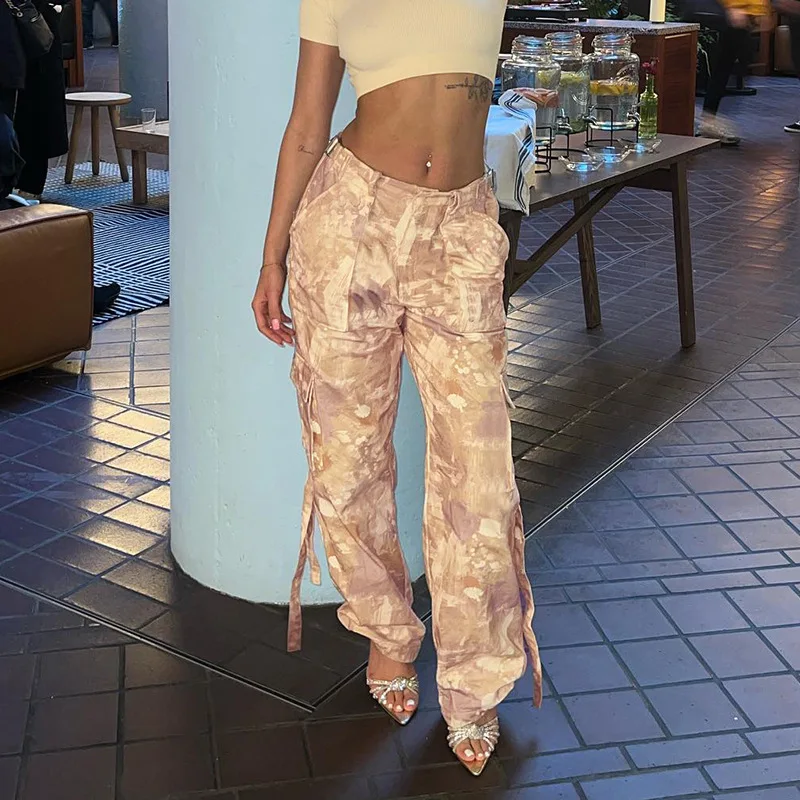 

Серые камуфляжные брюки-карго Gtpdpllt, женские джоггеры, уличная одежда Y2k, модные Мешковатые Свободные брюки, женские брюки, камуфляжные брюки