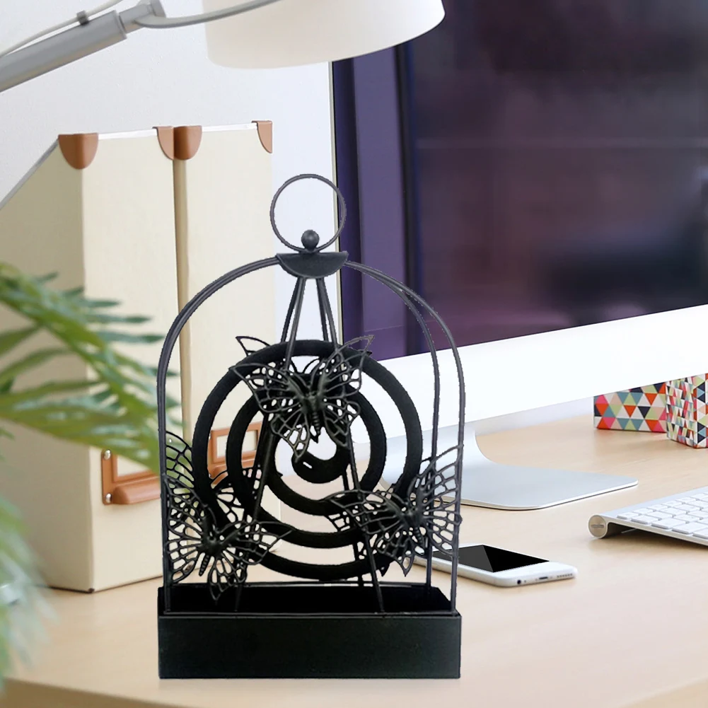 

Mosquito Coil Holder with Butterfly Designs Mosquito Repellent Incense Storage Burners Birdcage for Home Racks