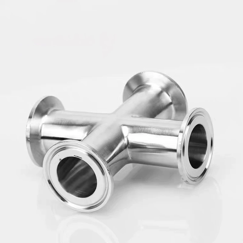 Фото Санитарный крестообразный фитинг SS304 на 4 направления, Tri-Clamp, Feerule, OD 50.5-119 мм, для домашнего пивоварения, для труб 3/4, 1, 2, 3, 4 дюйма, OD 19-102 мм, нержавеющая сталь №4