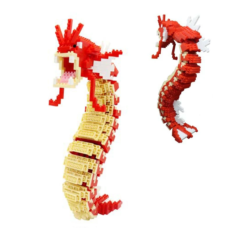

1450 шт. 6611 блестящие фигурки покемона Gyarados из аниме блоков блестящие Покемоны красные гиарадоны алмазные блоки игрушки для детей