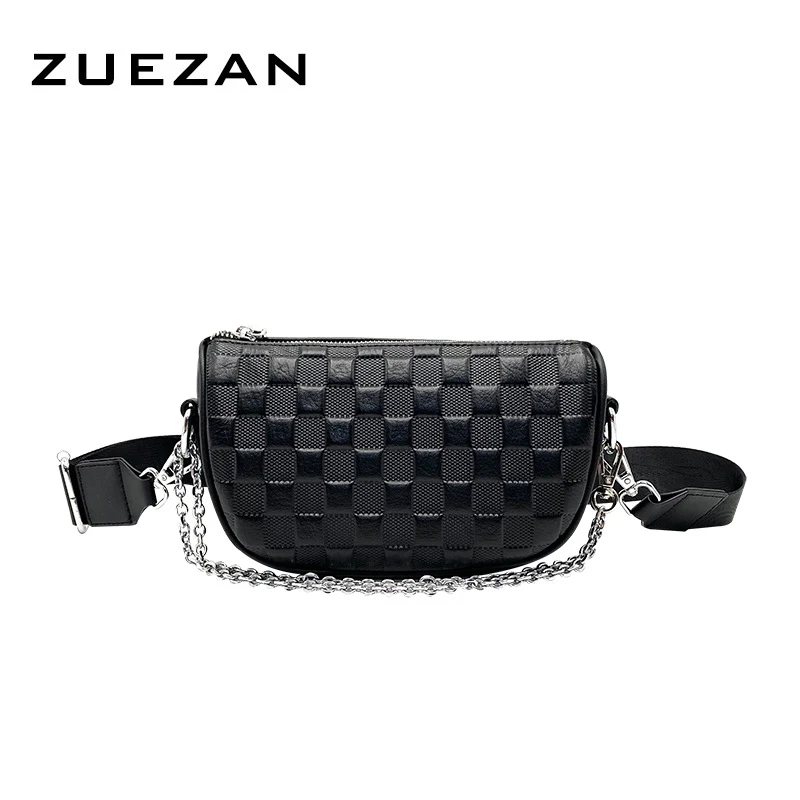 

Chains Strap,Roomy Plaid Bag, Women Genuine Leather Shoulder Bag, Female Messenger Cross-body Bag, Q003