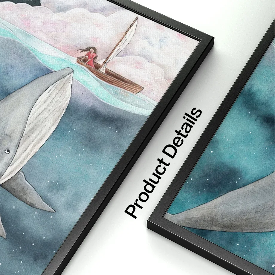 Китов нарваль девочка мальчик океан Мир Детская стена искусство холст картина