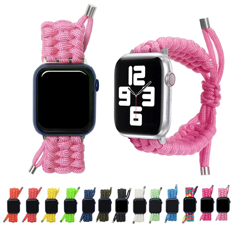 Ремешок нейлоновый для Apple Watch Band 7 41 мм 45 спортивный Браслет Из паракорда iWatch SE654 40