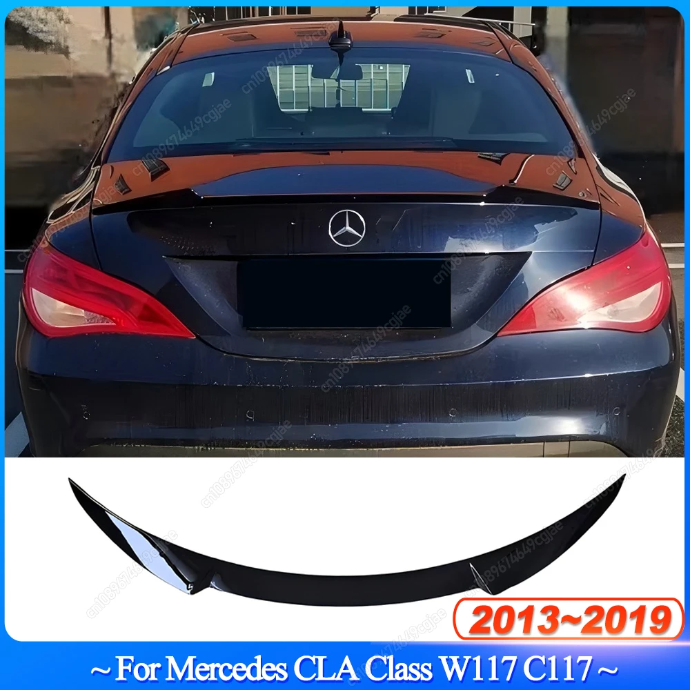 Фото Для Mercedes Benz CLA Class W117 C117 CLA200 220 250 260 45 AMG 2013-2019 Седан Задний Спойлер Крыло Тюнинг Кузовной Обвес ABS Глянцевый Черный №1