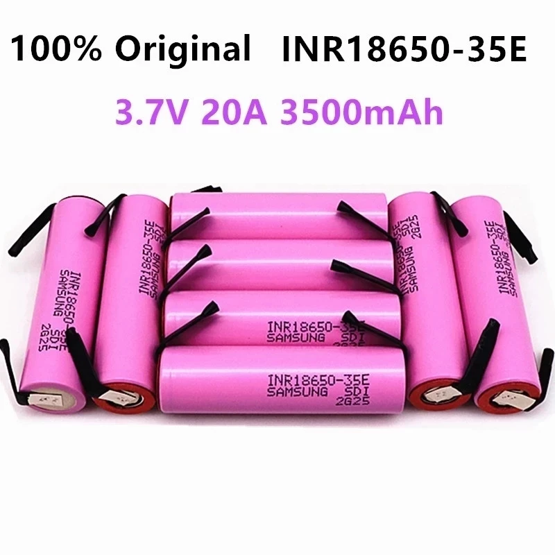 

10pcs 100%Original ForSamsung 18650 3500mAh 20A discharge INR18650-35E 3.7v 18650 battery 3.7v rechargable Battery+DIY nickel