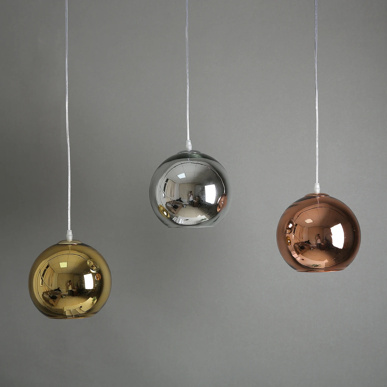 

15CM Modern Electroplated Golden Ball Pendant Lights Glass LED Hanglamp Kitchen Hanging Light Living Room Cafe Luminaries