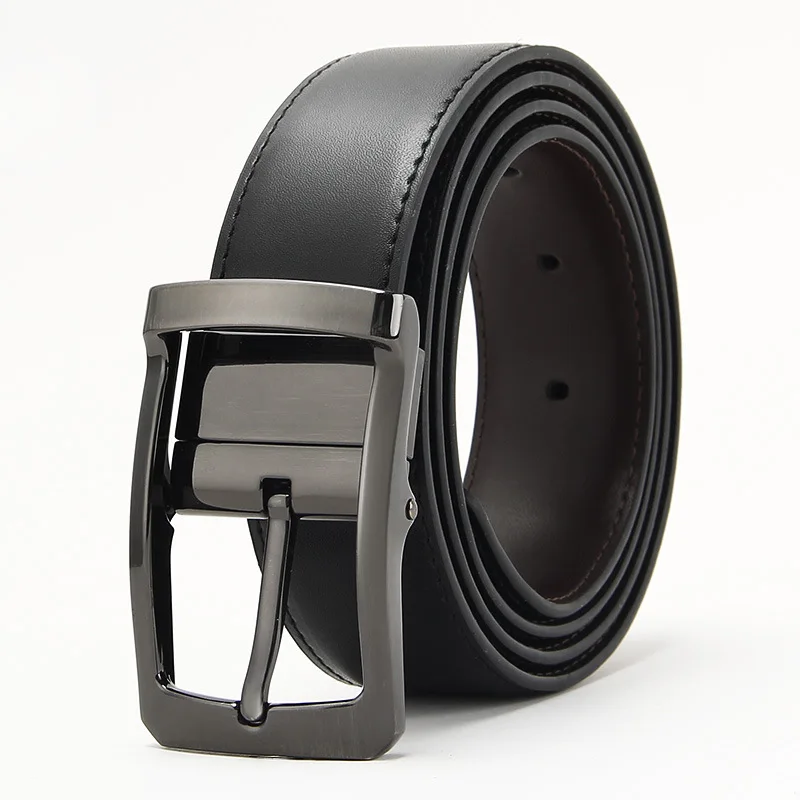 

Men's Genuine Leather Reversible Belt Rotated Buckle Two In One Big and Tall ремень мужской