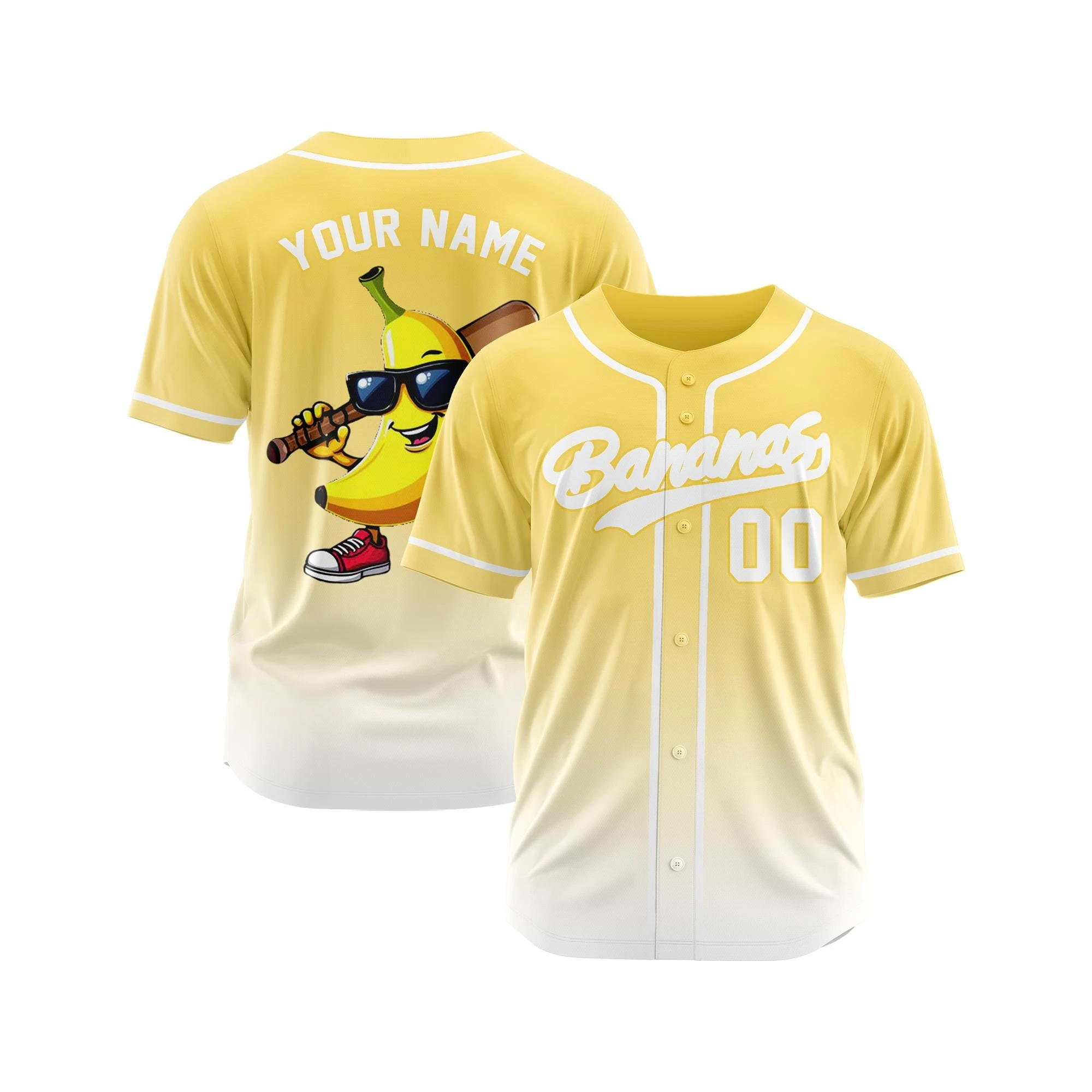 Фото Бейсбольная футболка Custom Banana Team, персонализированная спортивная рубашка, крутая командная форма, забавный игровой костюм, топ №4