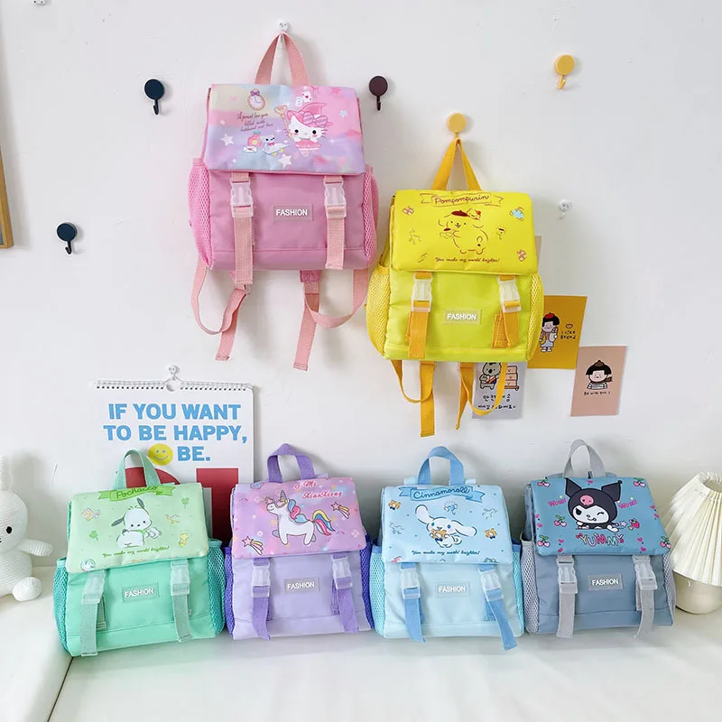 

2023 Kawaii Sanrio Kids Backpack Hellokittys Cinnamoroll Kuromi Pochacco Cute Anime Schoolbag Large Capacity Student Storage Bag