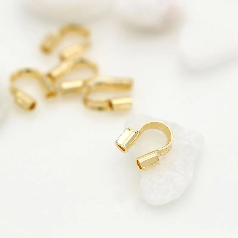 

50PCS 14K Gold Plated Wire Protectors Guard Guardian loops U Shape Clasps Connector For DIY Jewelry Hand Making