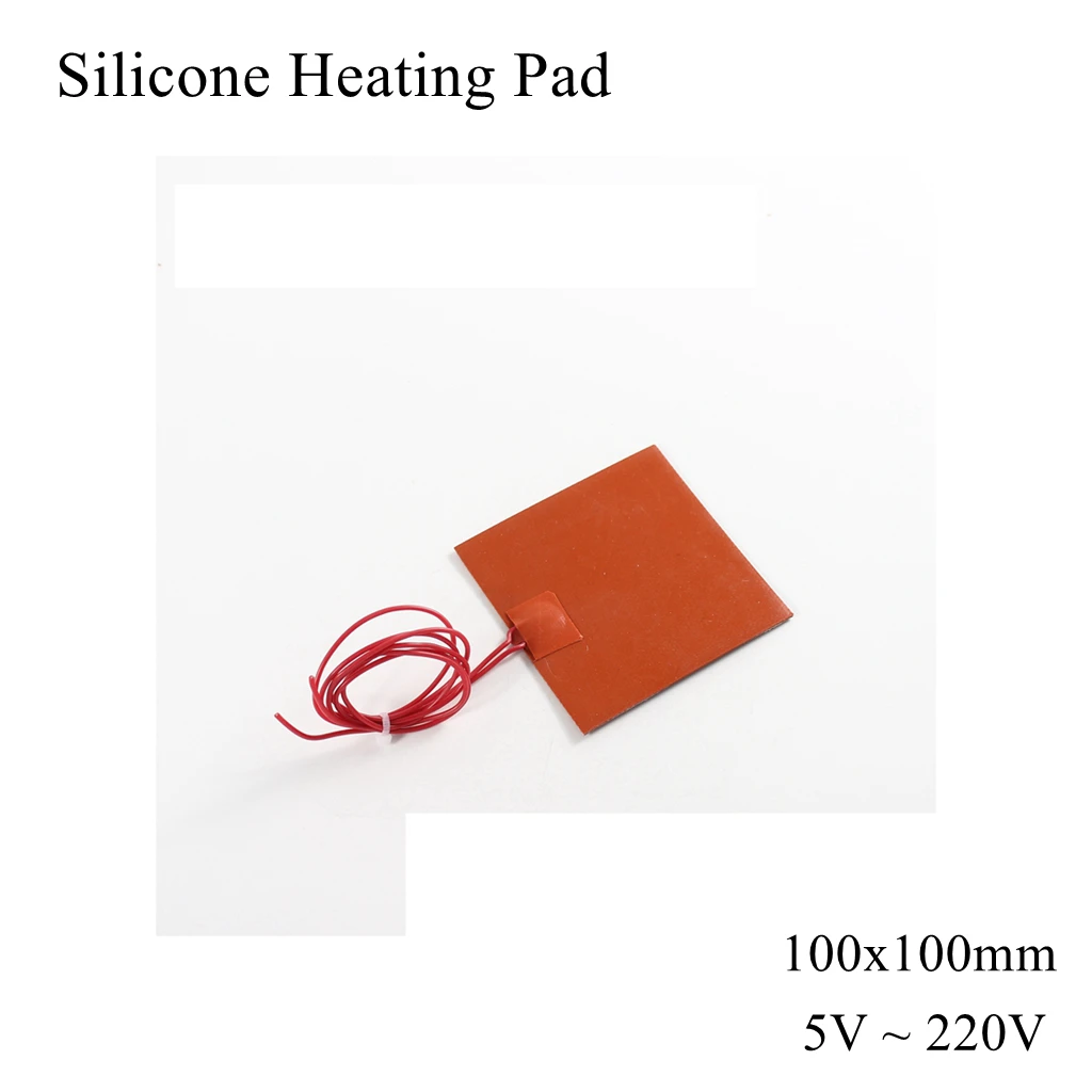 

100x100mm Silicone Heating Pad Square Flat Rubber Heater Oil Engine Tank Mat Plate Fuel Strip Water Waterproof 3D Printer 100mm