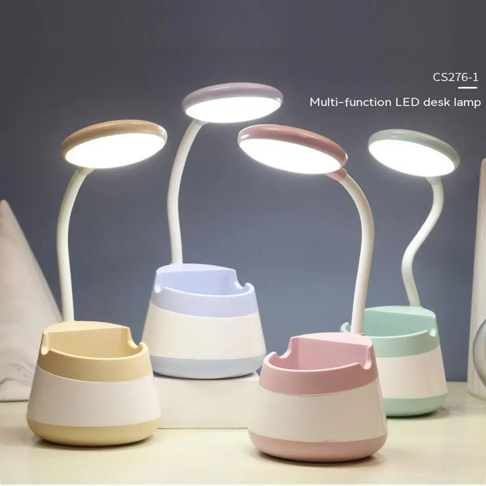 

3 In 1 Desk Lamp With Pen Holder Mobile Phone Stand LED Eye Protective Energy Saving Table Lamp USB Charging Reading Light