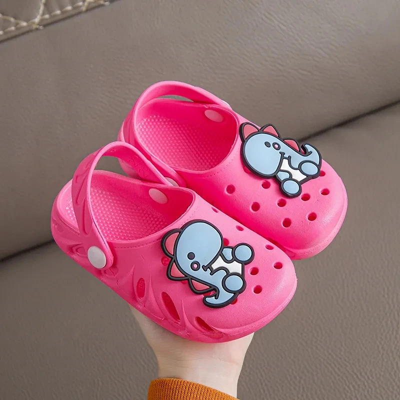 Candy colors child garden summer shoes baby's flip flops round toe cartoon loafers toddler's cloud PVC slippers footwear