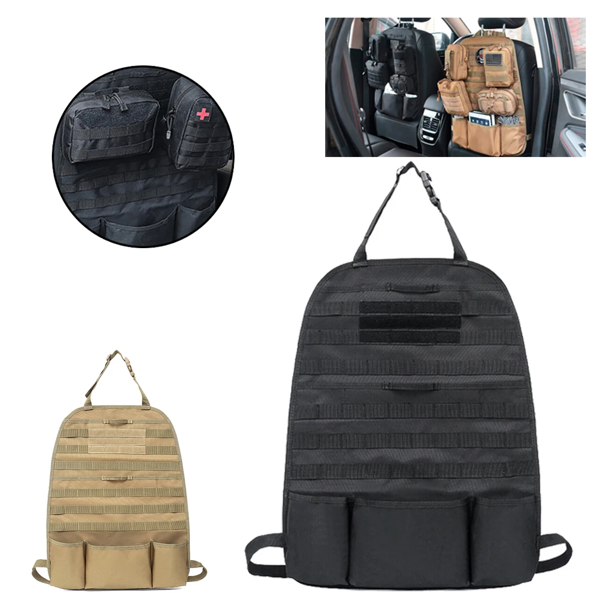 

Outdoor Military Style Car Seat Back Pouch MOLLE Buckle Tactical Seat Back Miscellaneous Organizer Bag Tactical Accessory Bag