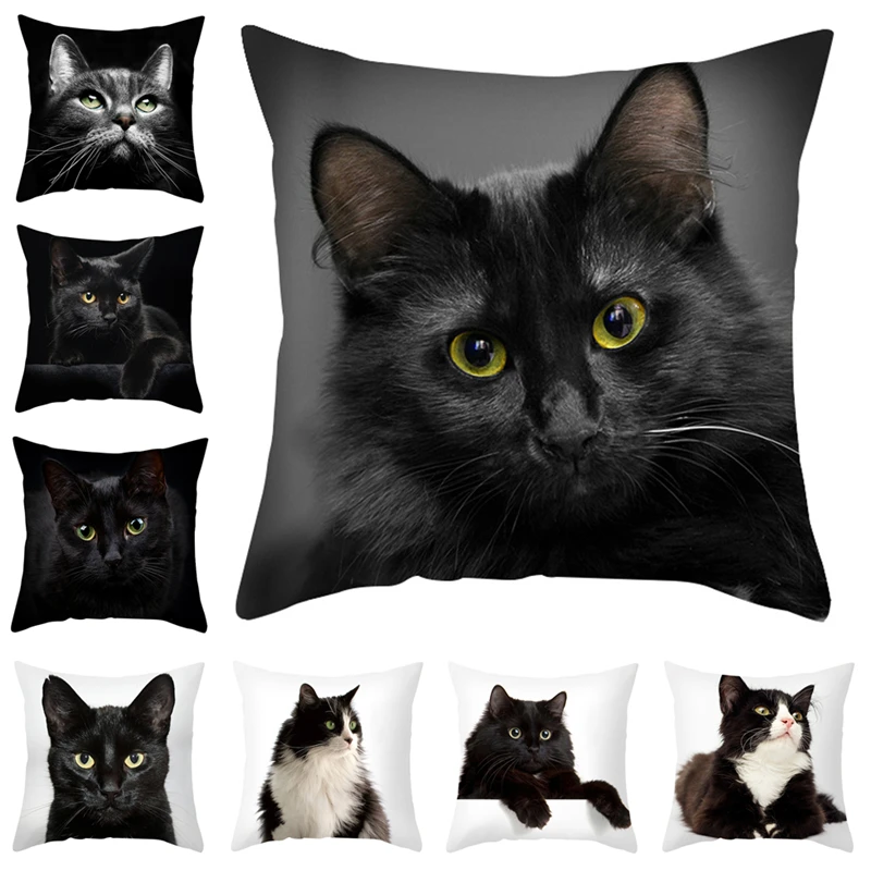 

de gato dos desenhos animados das crianças 45x45 foto engraçada sofá fronhas para gato preto sala de café decorativa fronha