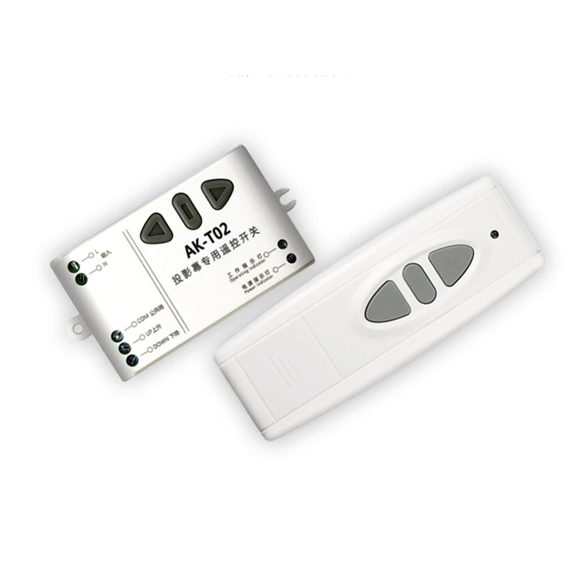 

AC 220V Two-Way Intelligent Digital RF Wireless Remote Control Switch System For Projection Screen Receivers, AK-T02