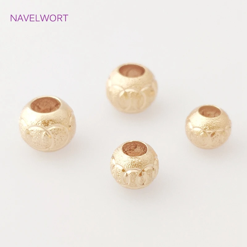 

8/10mm Round Patterned Hollow Spacer Beads High Quality Large Hole Loose Bead, Supplies For DIY Jewelry Bracelet Necklace Making