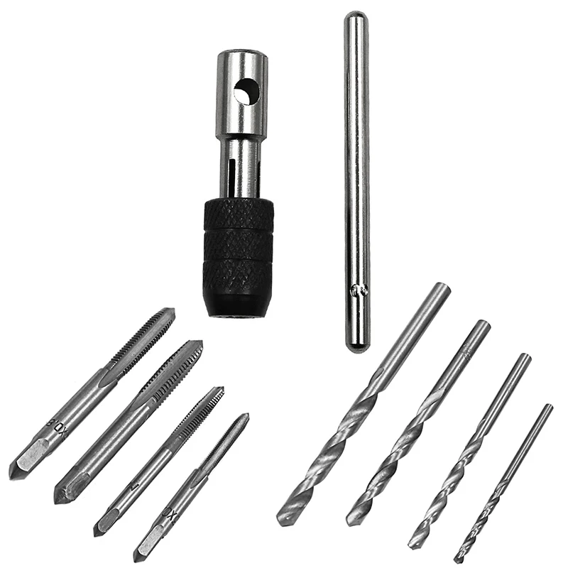 

9 Pcs Tap Wrench M3-M6 Tap Metal Drill Bit Holder Male Thread Taps Mechanical Workshop Tools Impact Head Carpentry Hand Tools