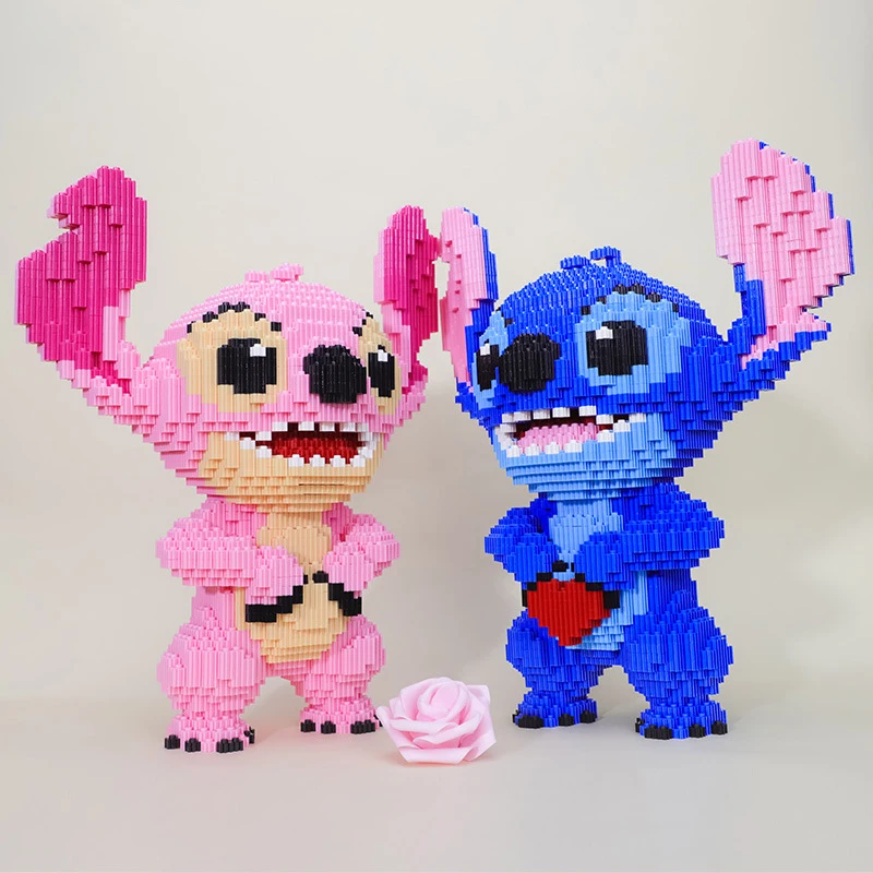 

32cm Disney 5217pcs+ Magic Blocks Heart Stitch&Lilo Figure Angel Big Model Mini Assembled Mirco Bricks Educational Birthday Gift