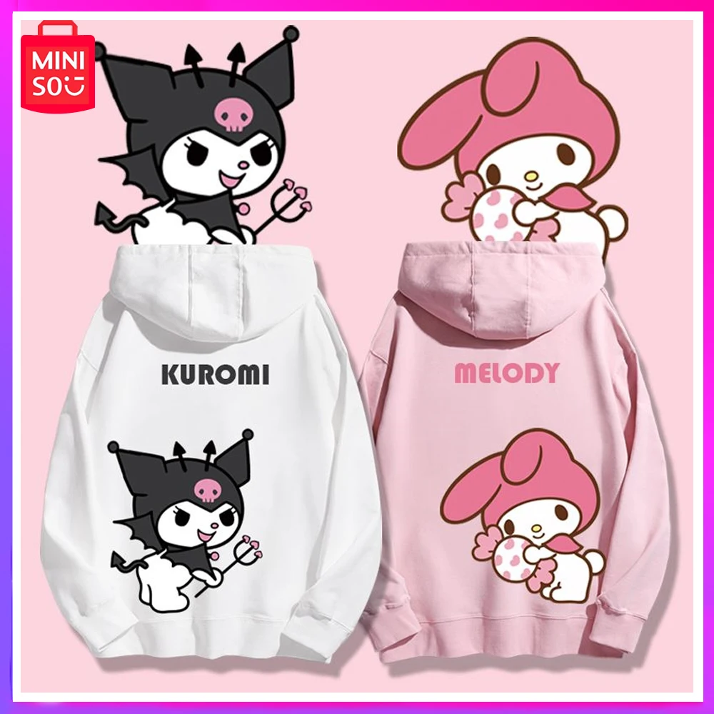 

Miniso 2023 New San Liou Co Branded Couple Sweater Men and Women Coolommy Melody Cartoon Print Autumn/winter Suede Hooded Coat