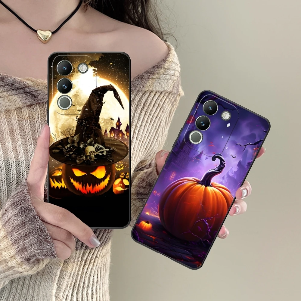 Halloween Pumpkin Mobile Cell Phone Case for VIVO Y95 Y93 Y31 Y20 V19 V17 V15 Pro X60 NEX Black Soft Cover Shell