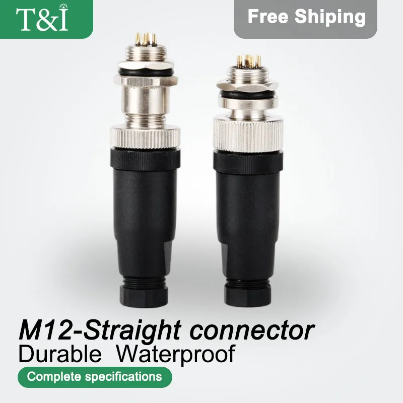

5PCS M12-4/5/8/12Pin Straight Male And Female Sensor Connectors Are Waterproof External Thread, Internal Thread Plug Socket