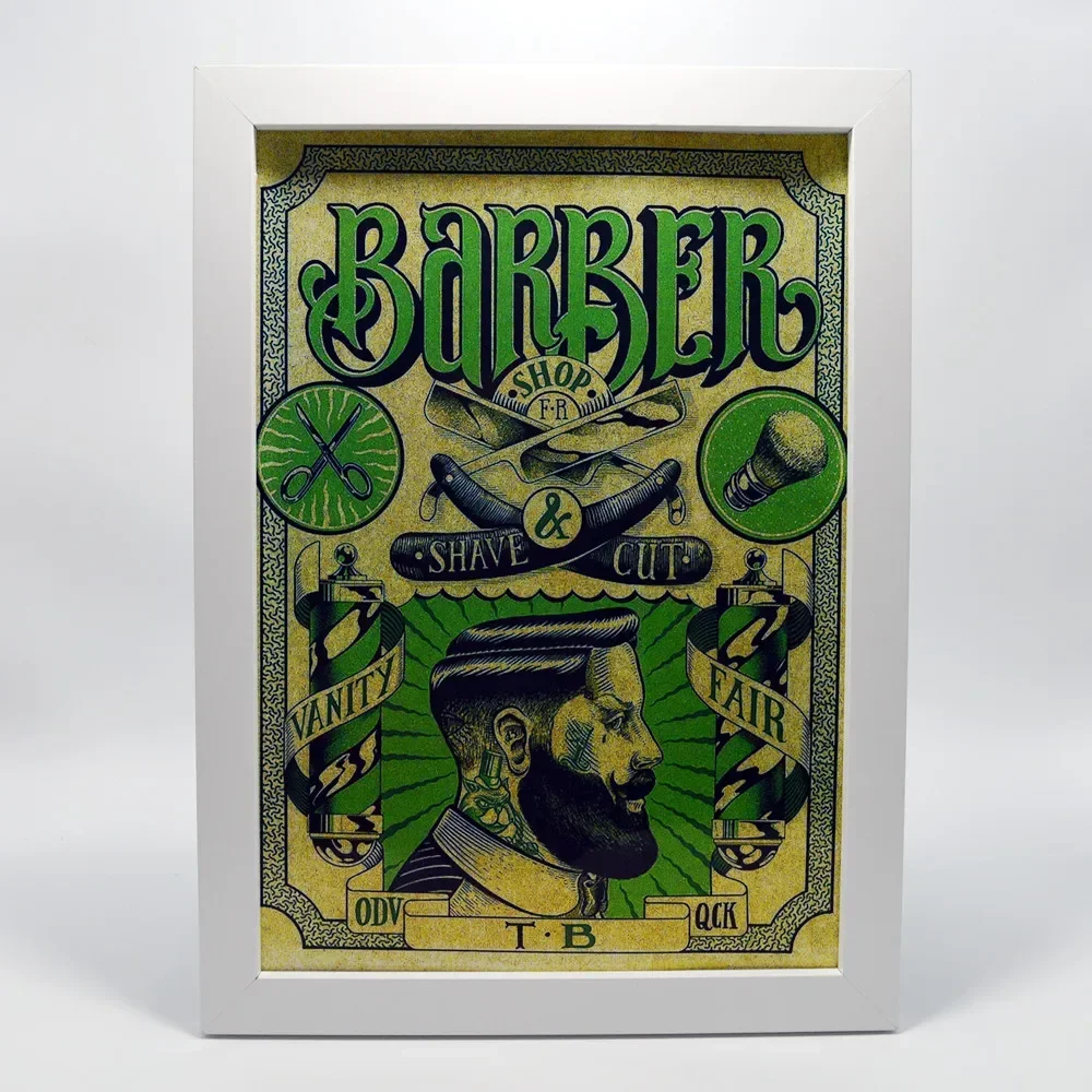 Бритье и стрижка! Один-де-де-парикмахерская настенный декор постер-потрясающая