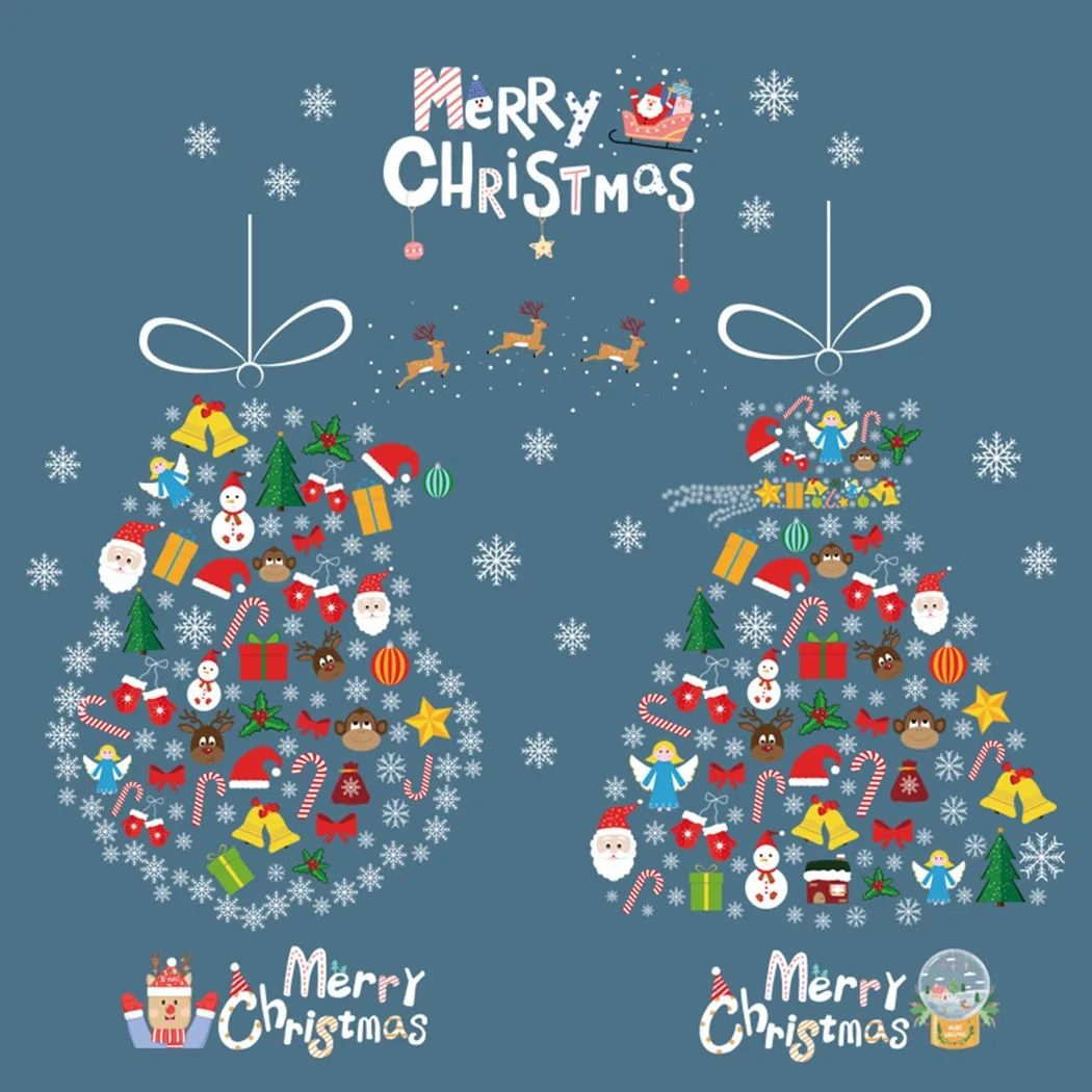 

Christmas Themed Sticker Window Decals Christmas Tree Xmas New Year Stickers Art Decal Wall Home Shop Decor Sticker
