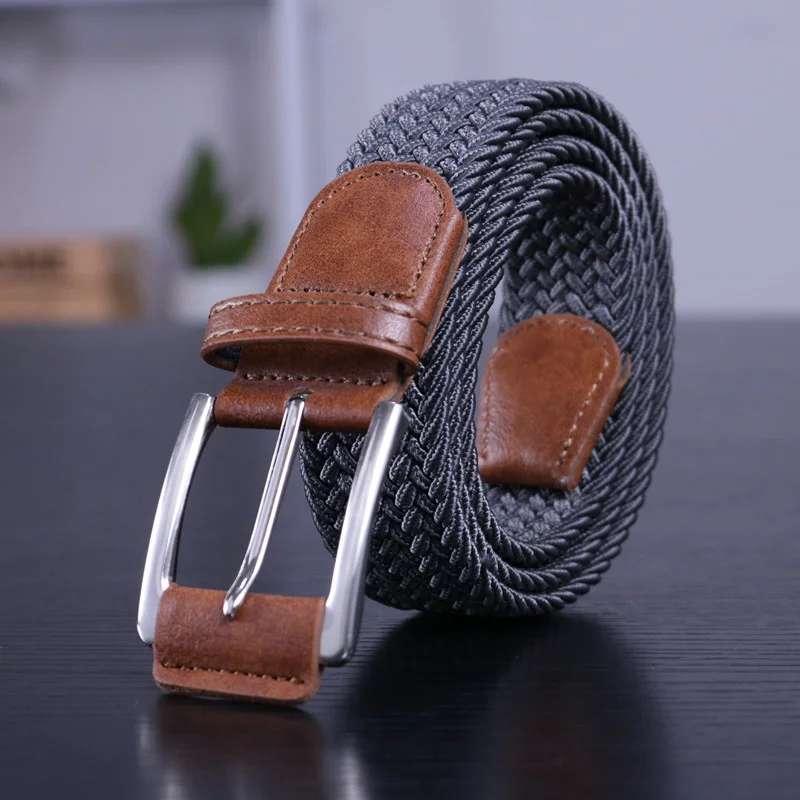 3.5cm Casual Men's Elastic Braided Belt Elastic All-match Breathable Women's Fashion Belt Unisex Solid Color Waistband