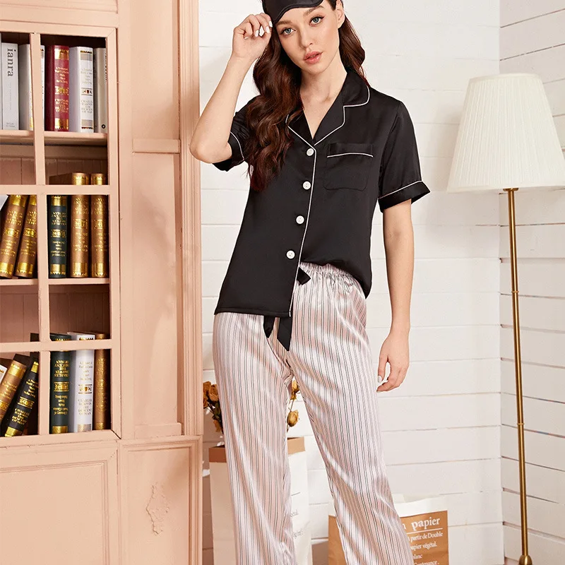 Silk Pajamas Women's Suit Cardigan 