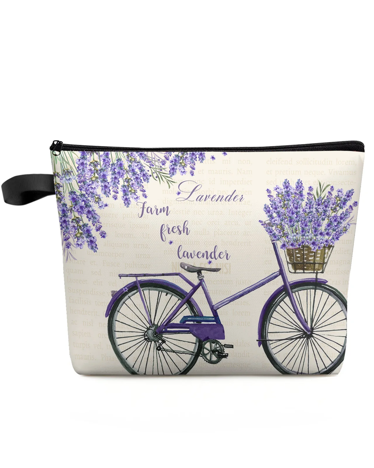 

Farm Purple Fresh Flower Lavender Bicycle Makeup Bag Pouch Travel Essentials Women Cosmetic Bags Organizer Storage Pencil Case